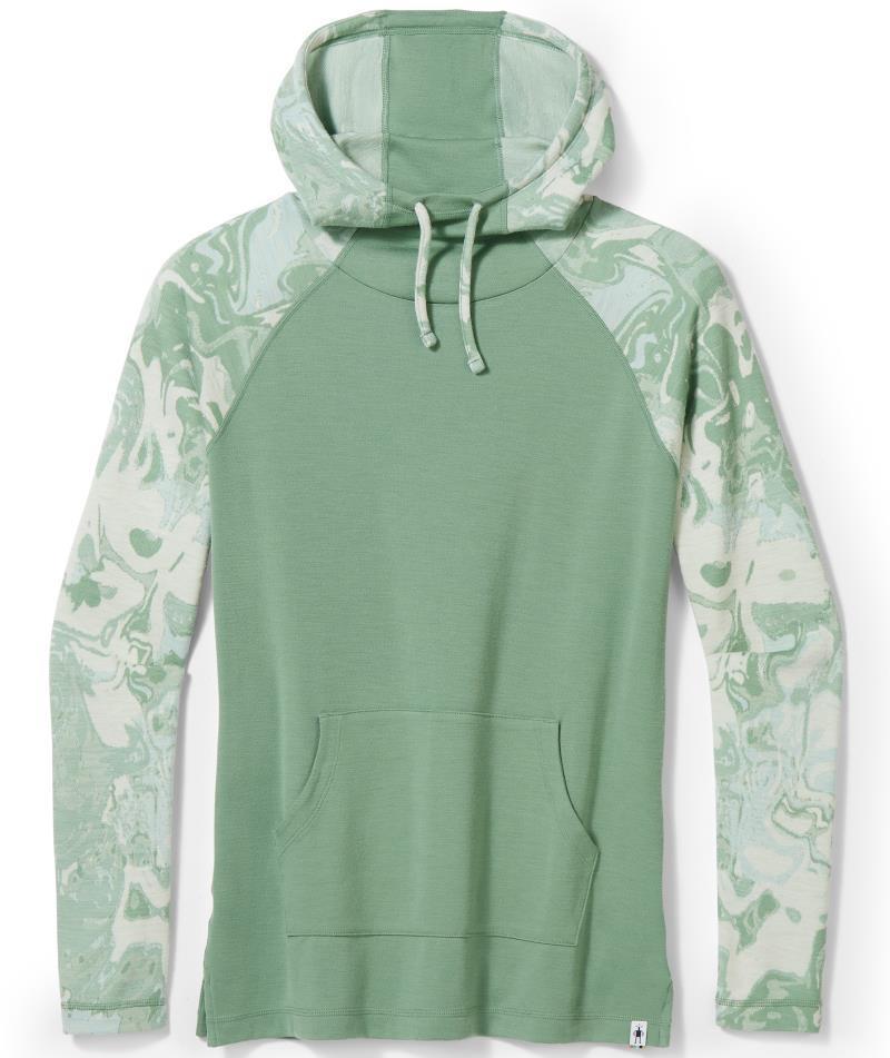 Thermal Merino (250) Drape Neck Hoodie - Womens - Jade Marble 1