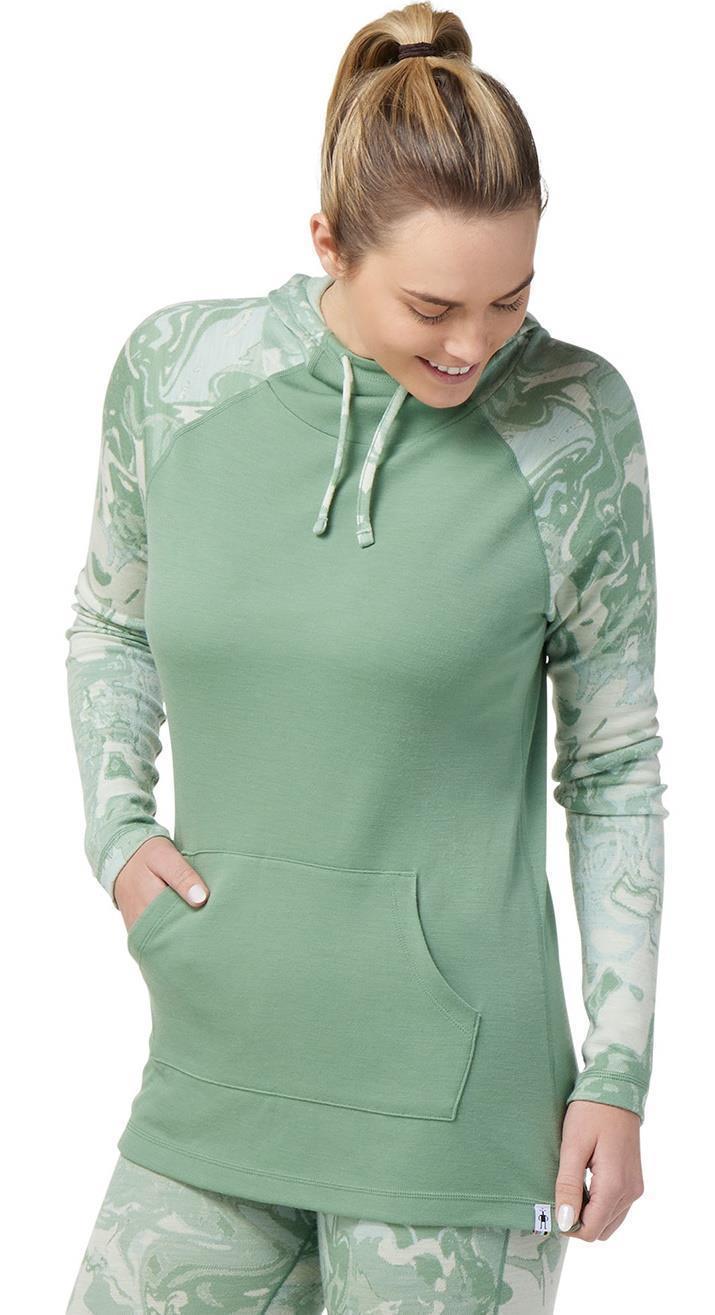 Thermal Merino (250) Drape Neck Hoodie - Womens - Jade Marble 2