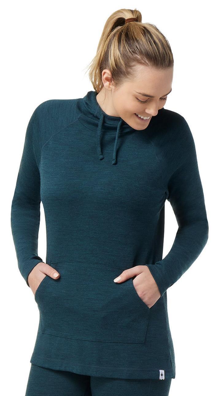 Thermal Merino (250) Drape Neck Hoodie - Womens - Twilight Blue Heather 2