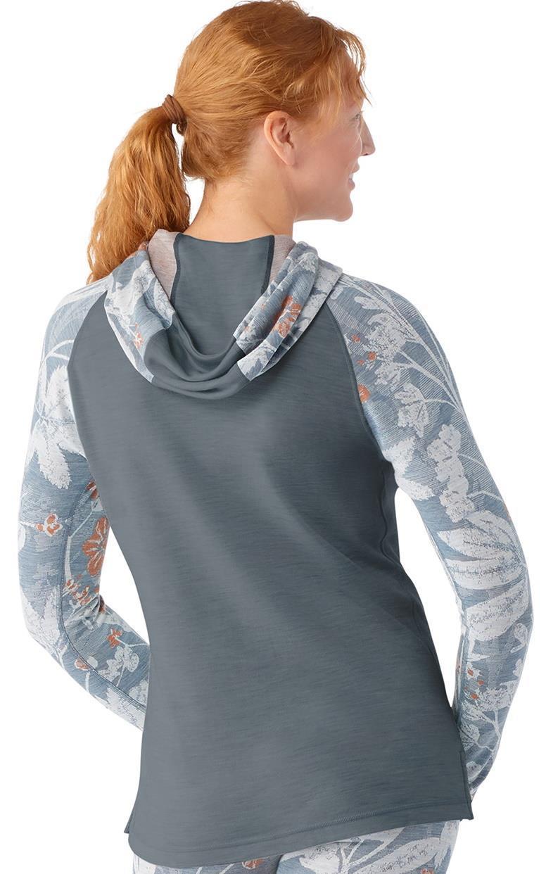 Thermal Merino (250) Drape Neck Hoodie - Womens - Winter Sky Floral 3