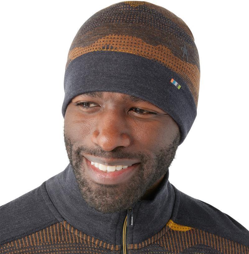 Thermal Merino (250) Reversible Cuffed Beanie - Charcoal Mountain Scape 2