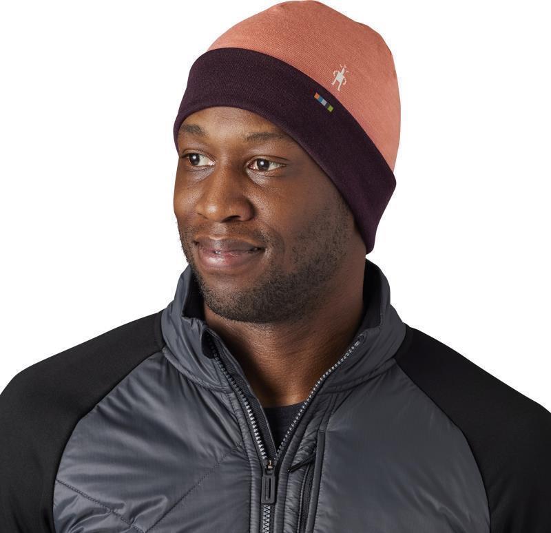 Thermal Merino (250) Reversible Cuffed Beanie - Sunset Coral Heather 3