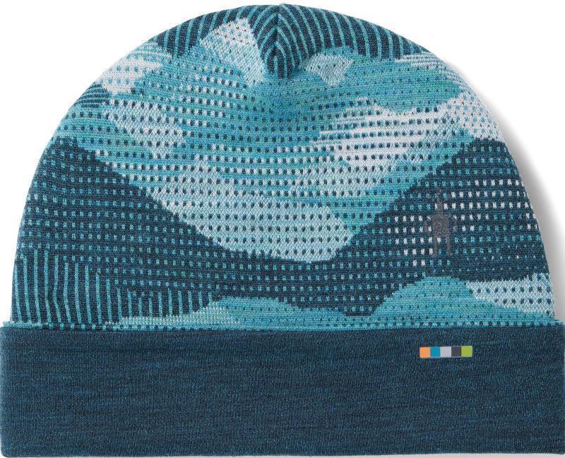 Thermal Merino (250) Reversible Cuffed Beanie - Twilight Blue Mountain Scape 1