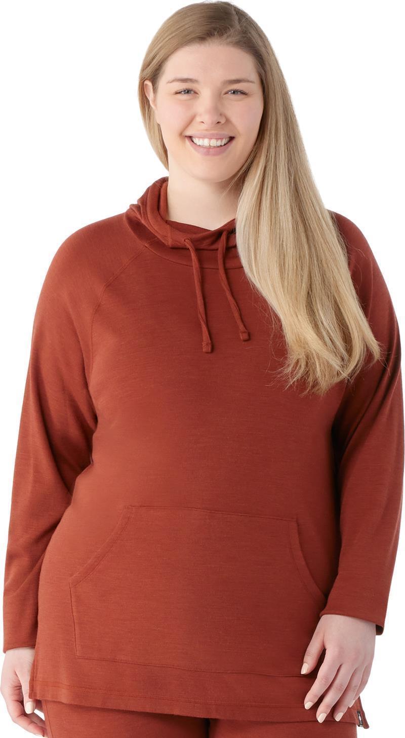 Thermal Merino Drape Neck Hoodie Plus - Womens - Pecan Brown Heather 2
