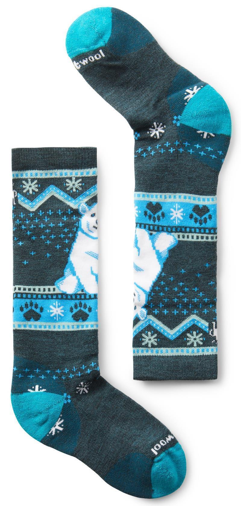 Wintersport Full Cushion Polar Bear Pattern Over The Calf Socks - Kids - Twilight Blue 1