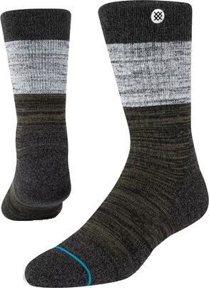 Badge Hike Wool Crew Socks - Black 1
