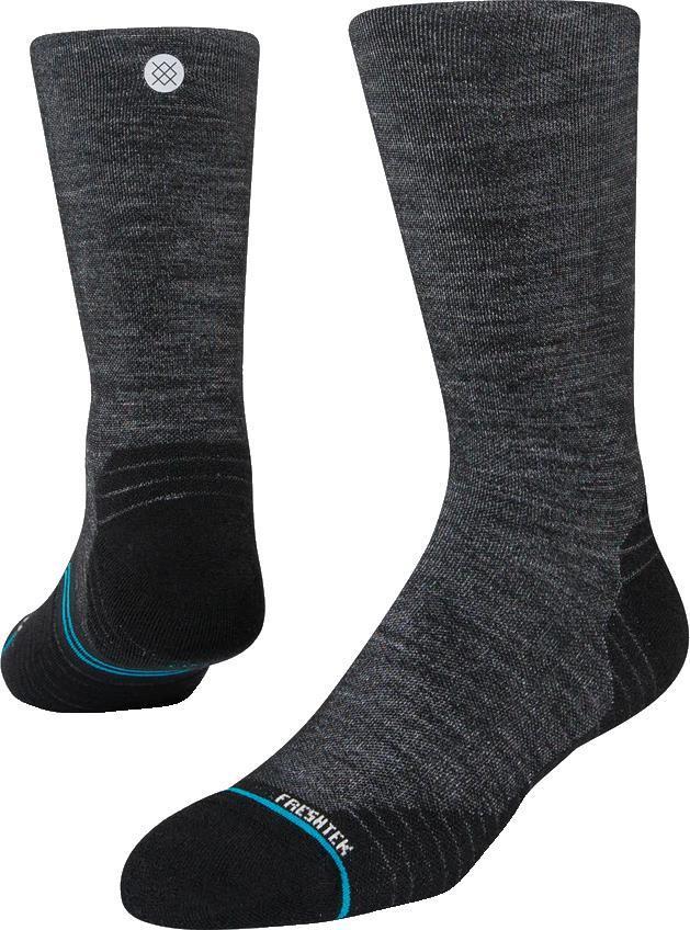 Run Light Wool Crew Socks -  Unisex - Black 1