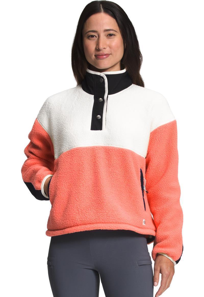 Cragmont Fleece 1/4 Snap - Womens - Coral Sunrise / Gardenia White / TNF Black 1