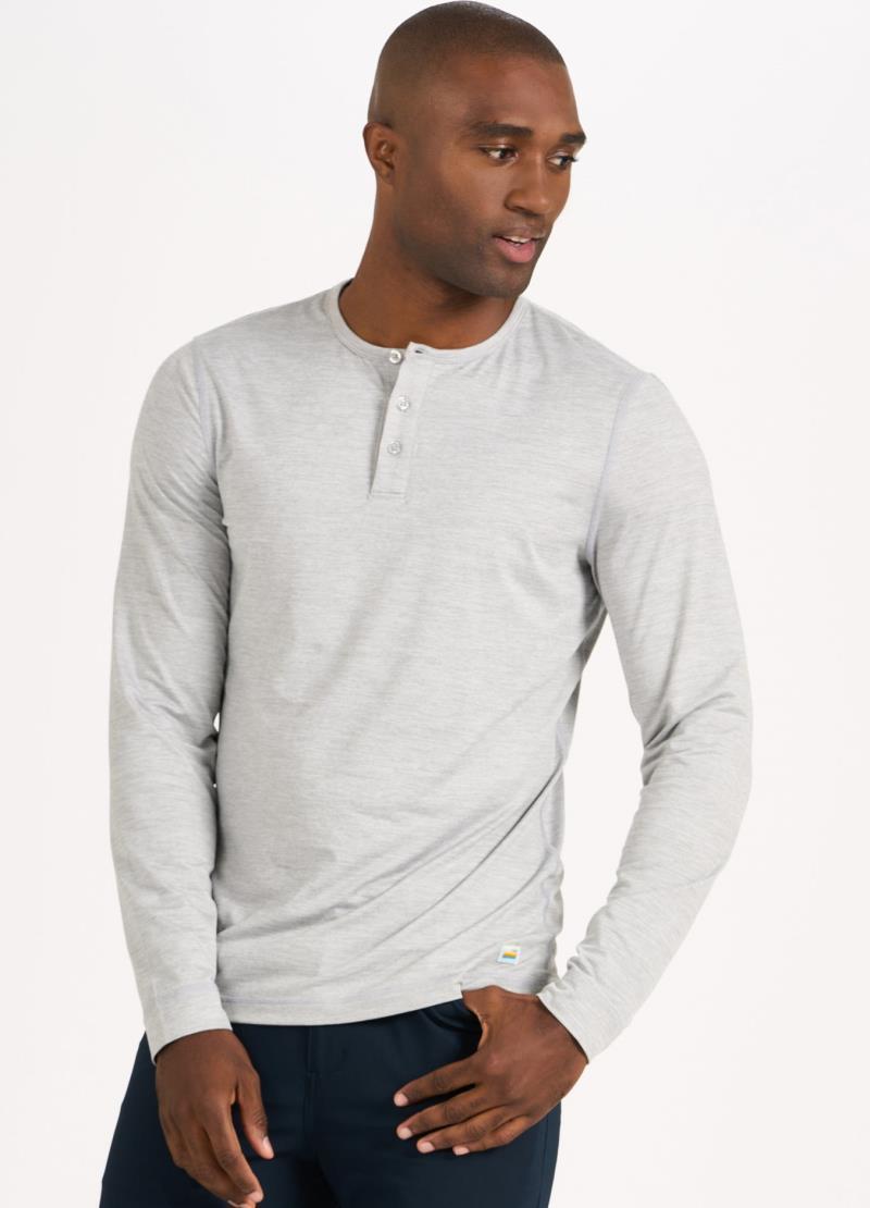 Ease Performance LS Henley - Mens - Light Heather Grey 2