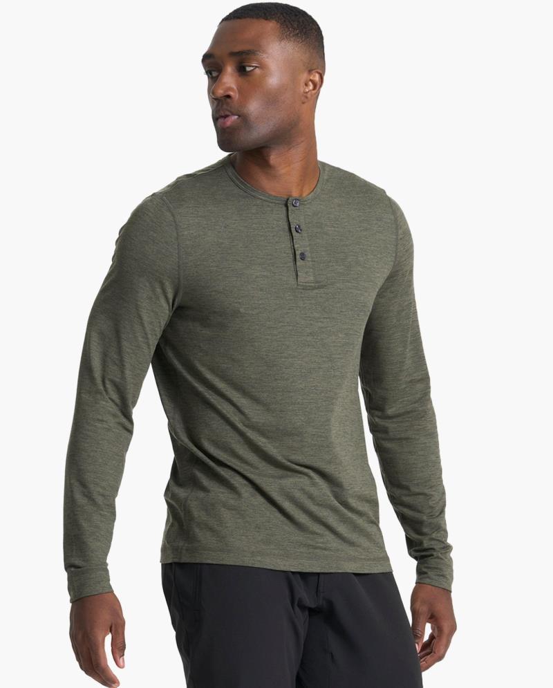 Ease Performance LS Henley - Mens - Oregano Heather 2