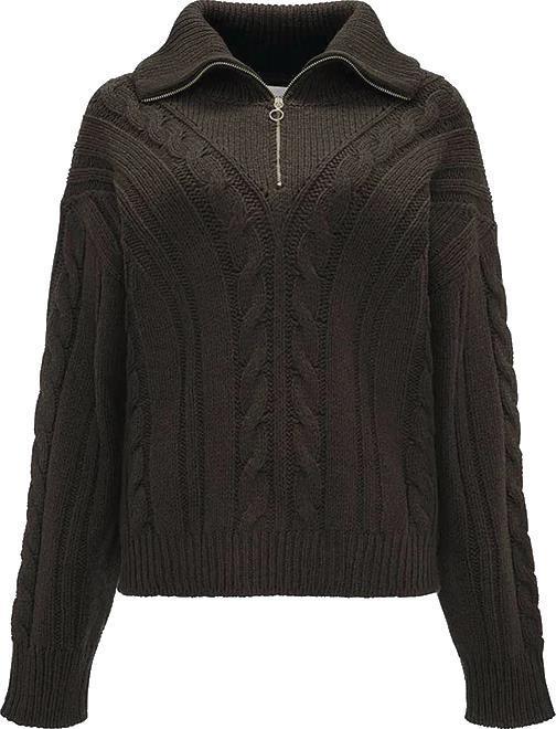 Highland Zip Up Sweater - Womens - Brown 1