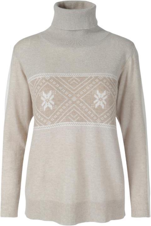 Snowflake Roll Neck - Womens - Beige 1