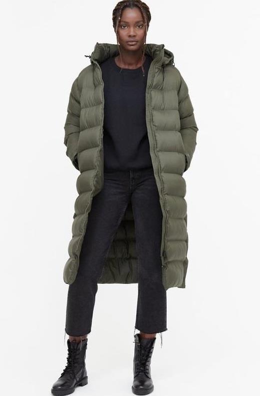 Cloud Shell Long Puffer - Womens - black olive green 1