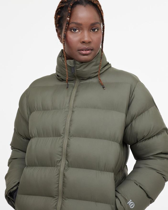Cloud Shell Long Puffer - Womens - black olive green 1
