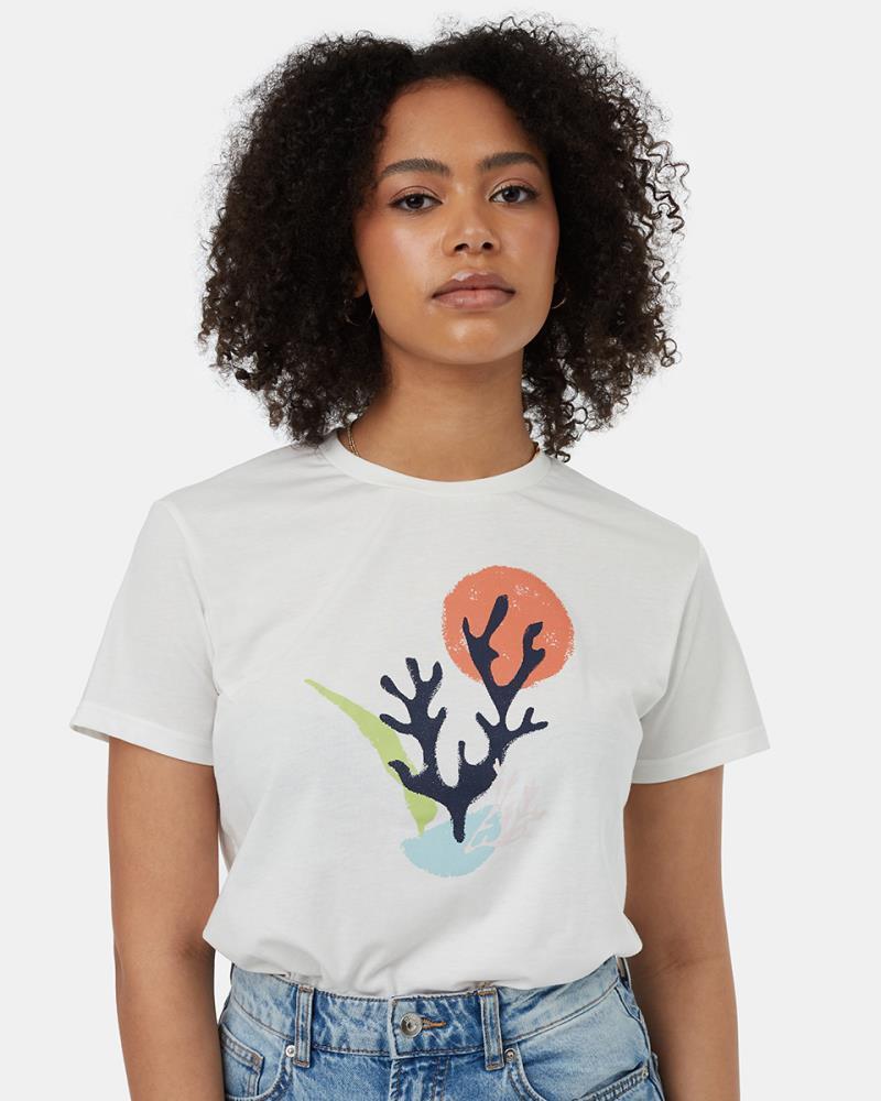 Coral T-Shirt - Womens - Cloud White / Apricot Orange 2