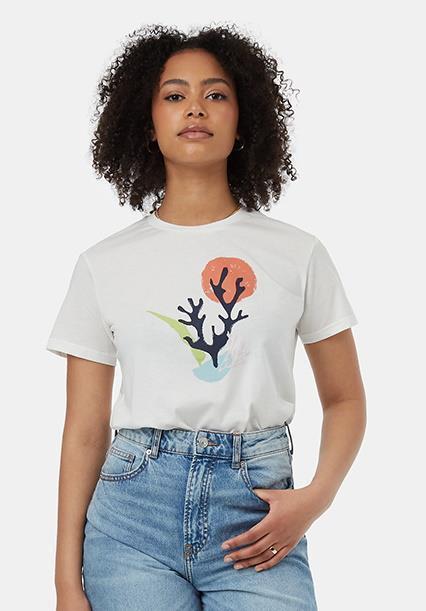 Coral T-Shirt - Womens - Cloud White / Apricot Orange 3