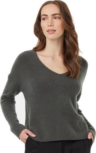 Highline Fuzzy V-Neck Sweater - Womens - Urban Green 1