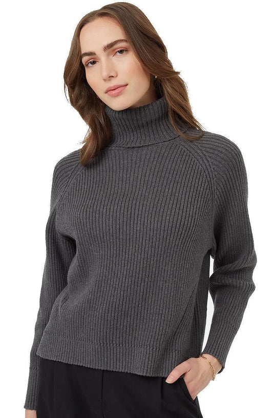 Highline Swing Turtleneck Sweater - Womens - Dark Grey Heather 1
