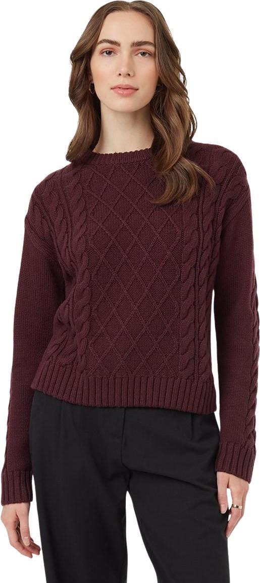 Highline Wool Cable Crew - Womens - Mulberry 1