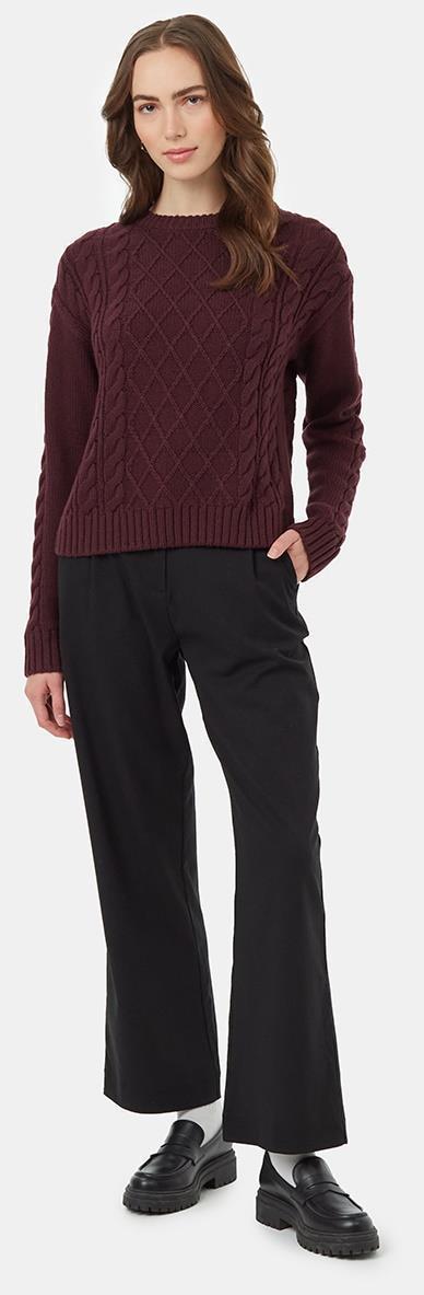 Highline Wool Cable Crew - Womens - Mulberry 2