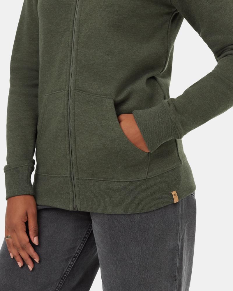 Juniper Zip Hoodie - Womens - Dark Kombu Green Heather / White 2