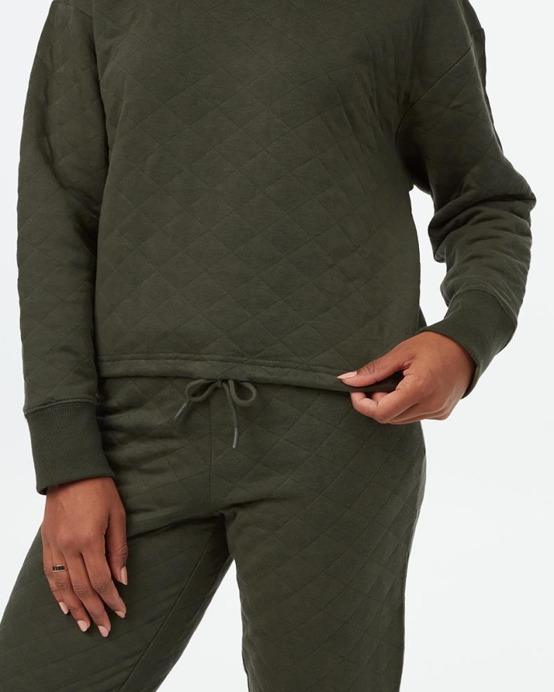 Quilted Hoodie - Womens - Dark Kombu Green 5