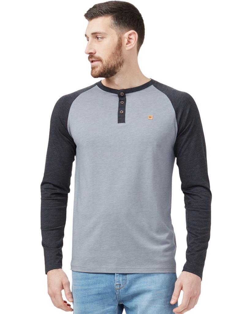 TreeBlend Classic Henley LS - Mens - Grey Heather / Meteorite Black Heather 1