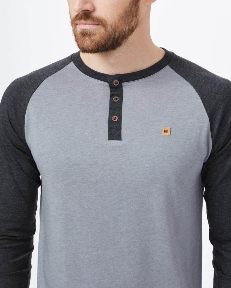 TreeBlend Classic Henley LS - Mens - Grey Heather / Meteorite Black Heather 3