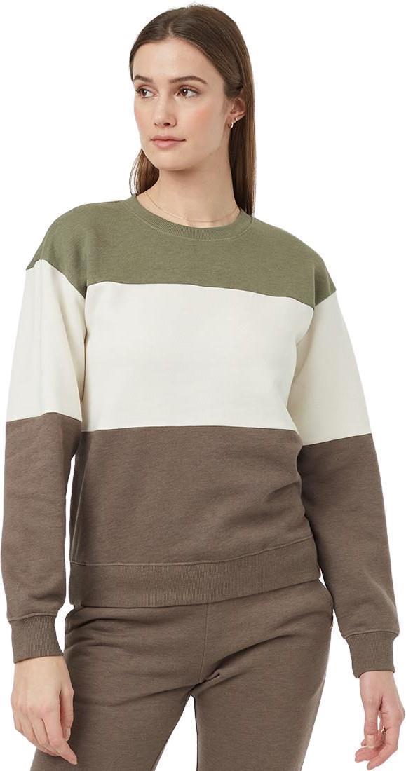 Treefleece Blocked Crew - Womens - Deep Lichen Green / Undyed / Falcon 1